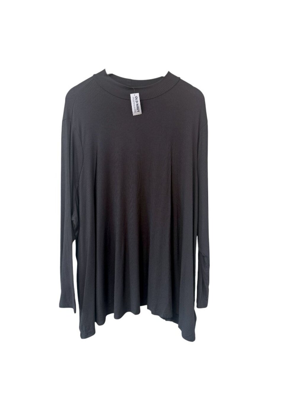 OLD NAVY Mock Neck Tunic Top Womens Plus Size 4X Gray Rib Knit Long Sleeve NWT